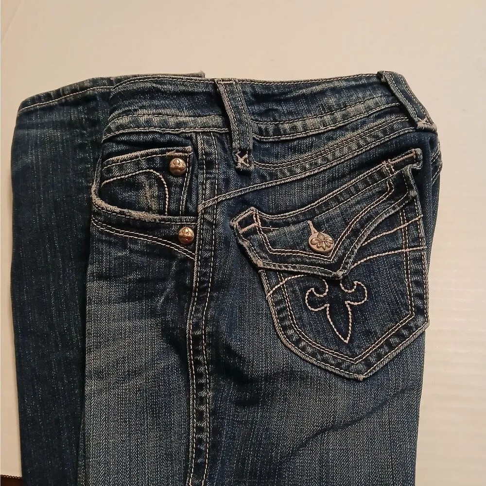 Y2K Rock Revival Chrissie Boot Cut Jeans Women's 26 Low Rise Distressed Denim - Image 13