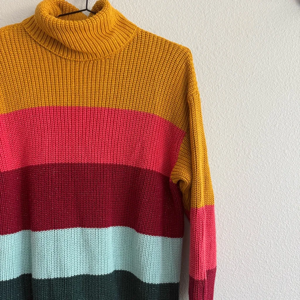 Farm Rio for Anthropologie Boldly Striped Turtleneck Sweater Dress. Size M - Image 5