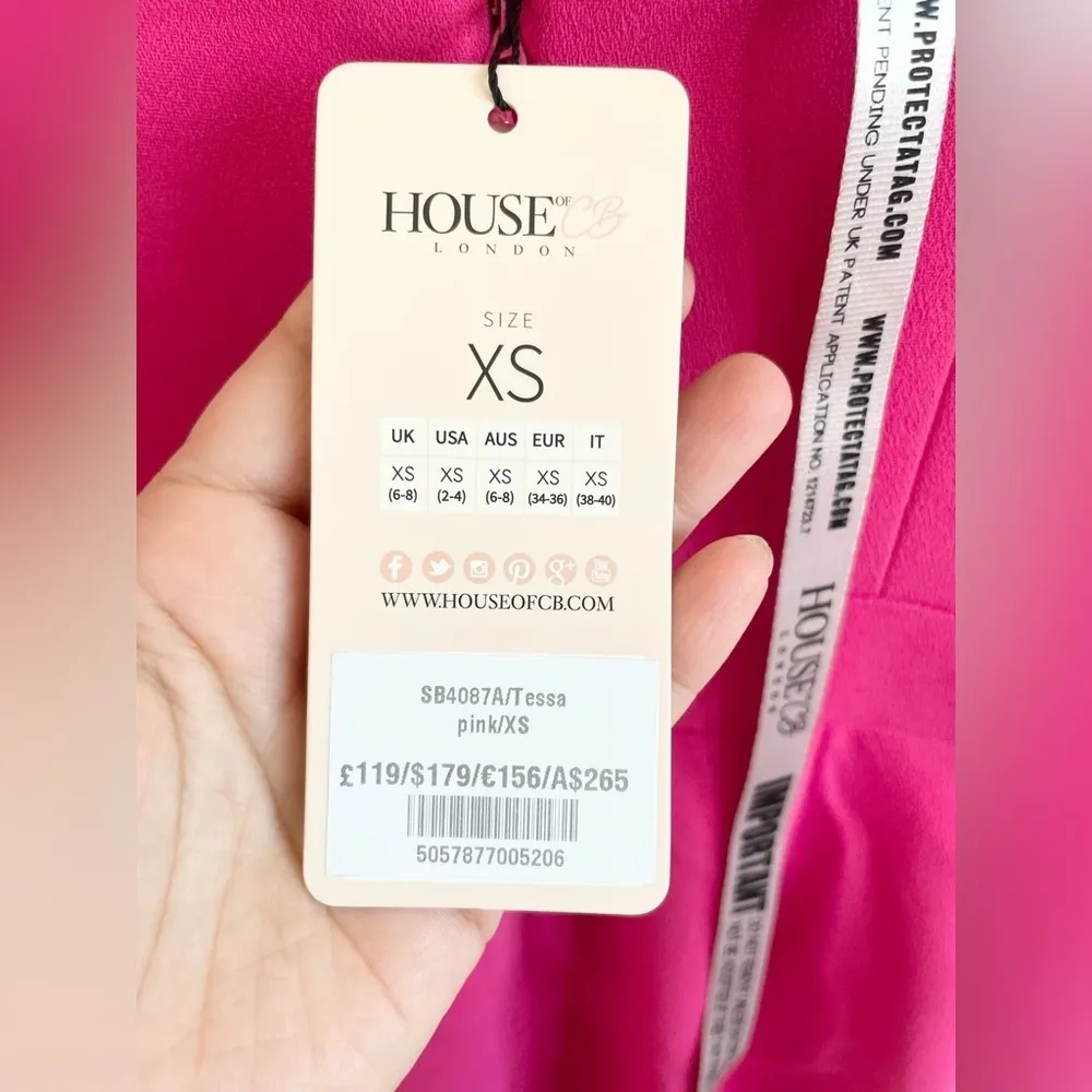 House of CB Pink Tessa Crepe Bodice dress sleeveless mid length XS NWT - Image 5