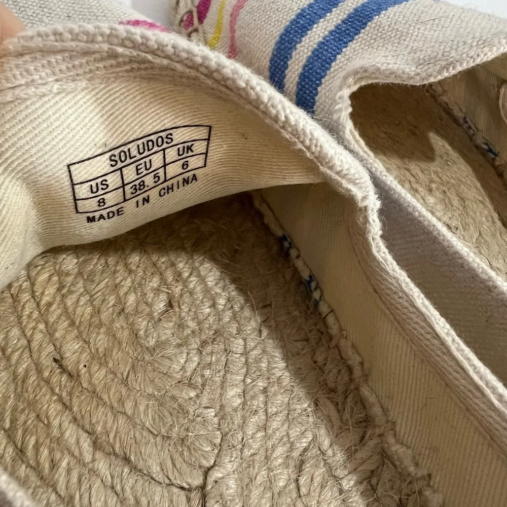 Soludos White Candy Stripe Espadrille Canvas Smoking Slipper Size 8 - Image 7