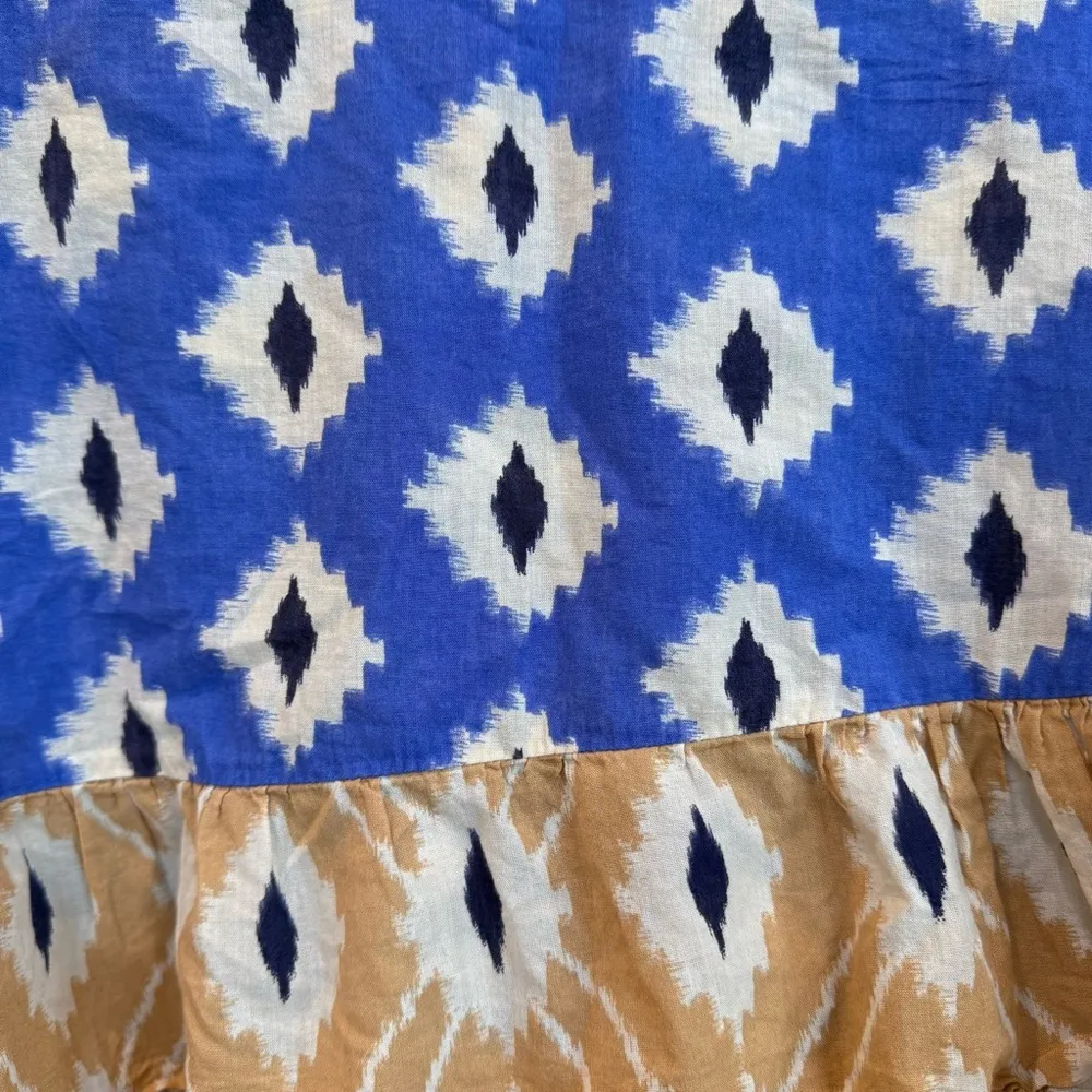 Zara Blue Tan Print Ruffled Mini Wrap Pareo Skirt Coverup Size Large - Image 8