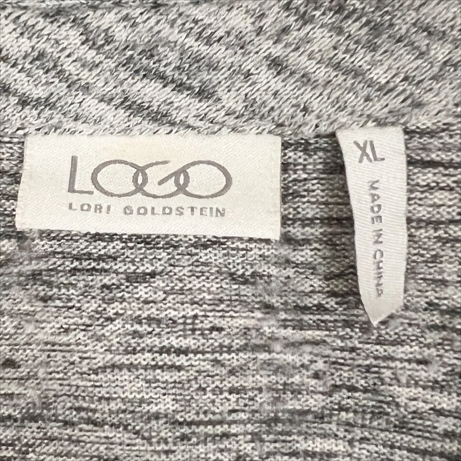 LOGO Lori Goldstein Faux Suede Sleeve Marled Knit ZIp Front Cardigan Gray XL - Image 7