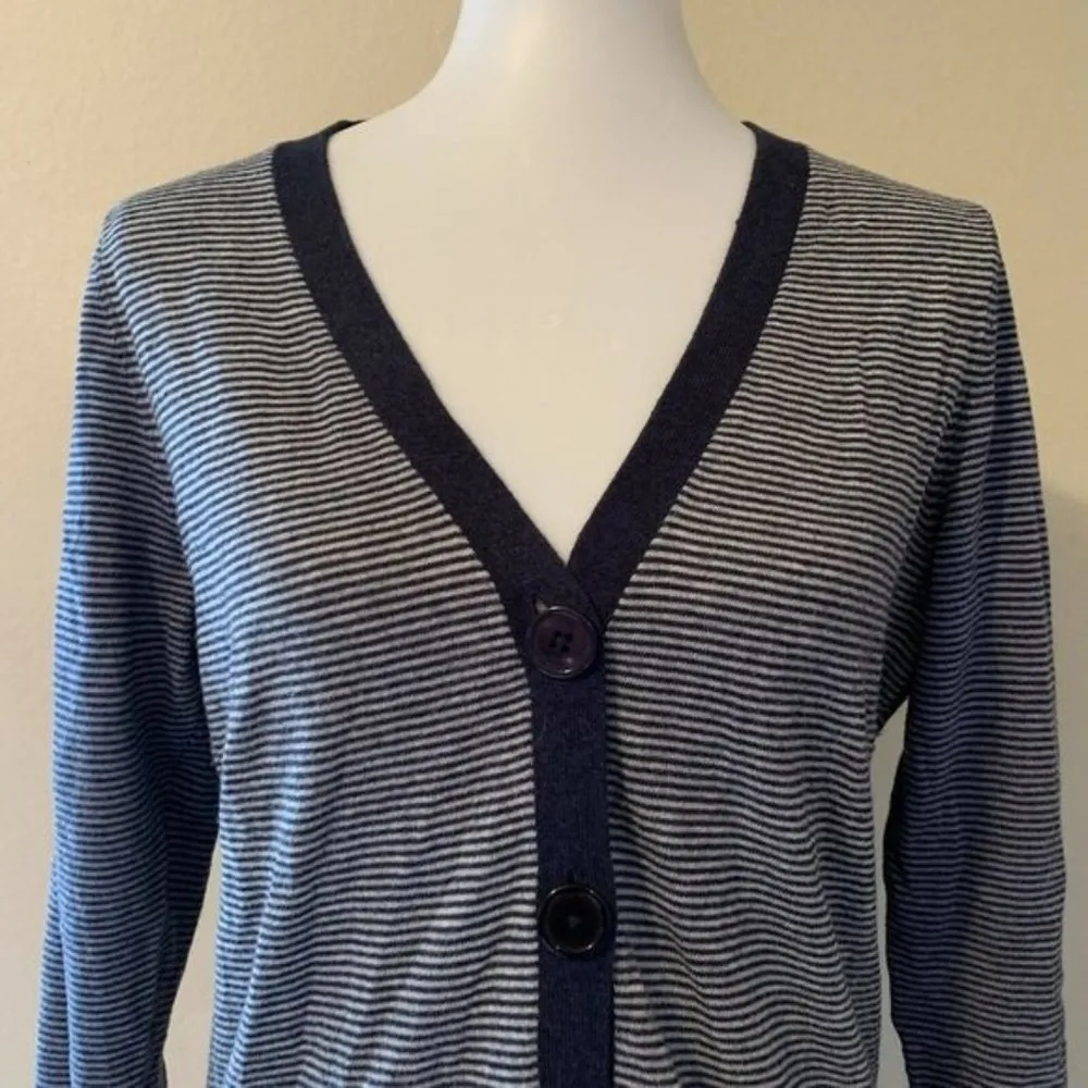 Talbots Striped Nautical Button Front Cardigan - Image 2