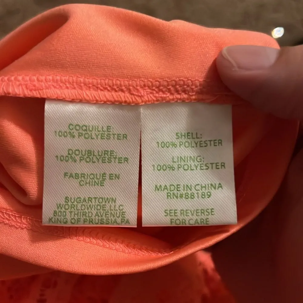 Lilly Pulitzer Lamora Pucker Pink Breakers Lace Resort Beach Dress L - Image 8