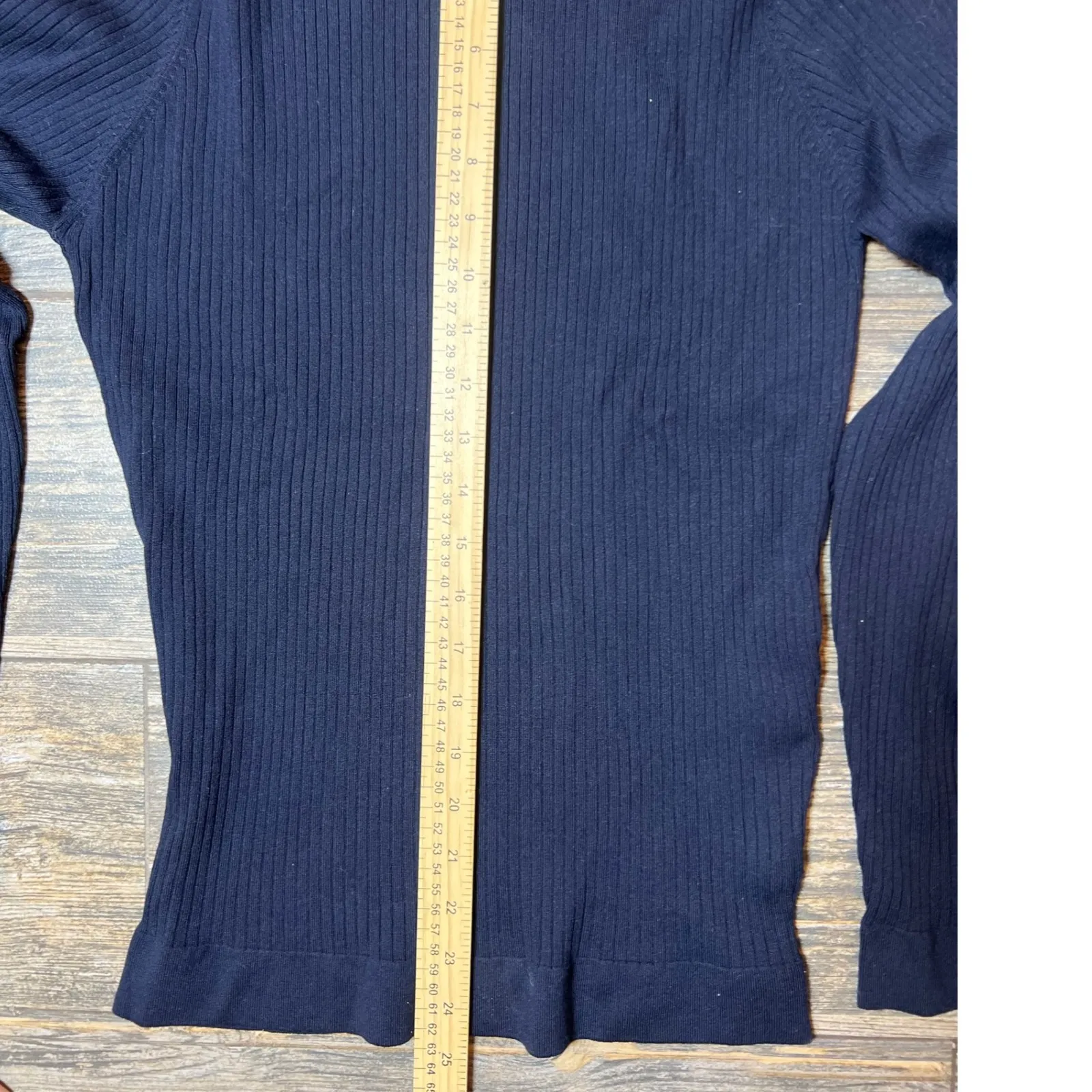 Zara‎ Ribbed Mock Neck Top Women's Medium Knit Long Sleeve Slim Fitted Black - Image 4