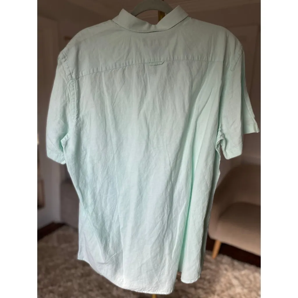 Banana Republic Mint Linen Button Up Slim Fit Shirt Quiet Luxury Natural Fiber - Image 3