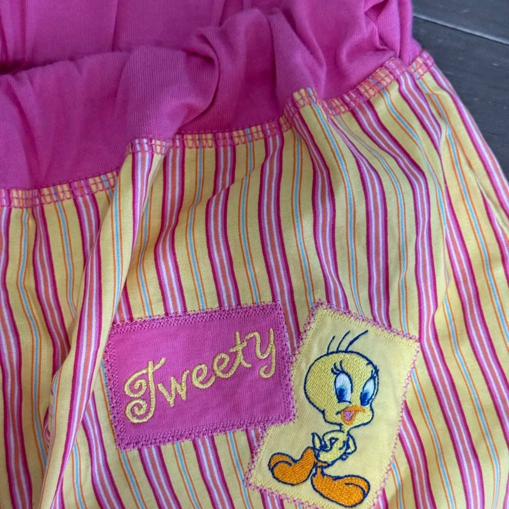 Tweety Pink and Yellow Striped Pajama Pants woman’s sz XXL - Image 2