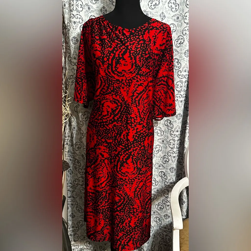 Size 3X red and blue dress (without belt) with stretch vintage KSL - Image 2