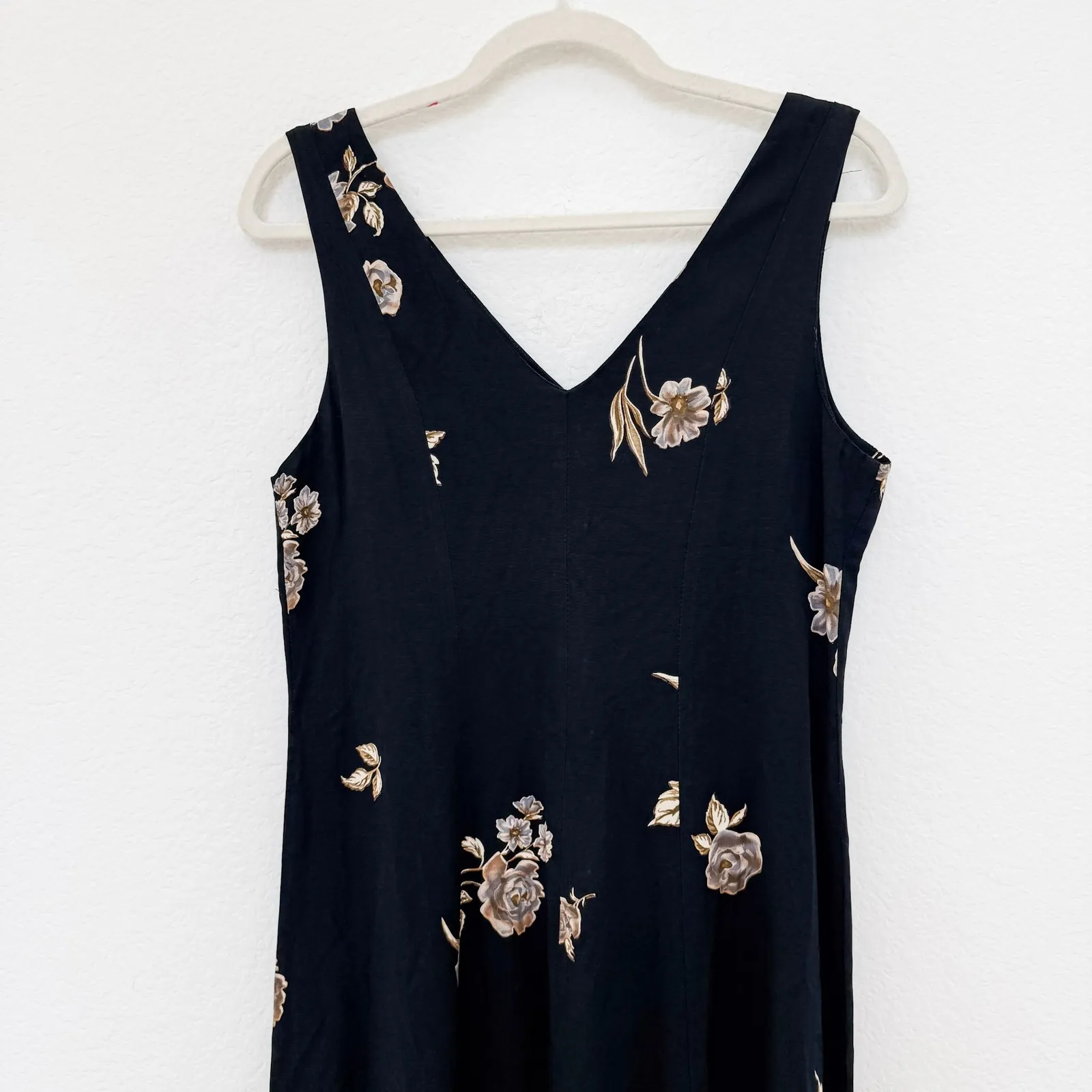 VTG R.J.‎ Stevens Womens Dress Size S Black Floral Button Front Midi 90s Grunge - Image 7