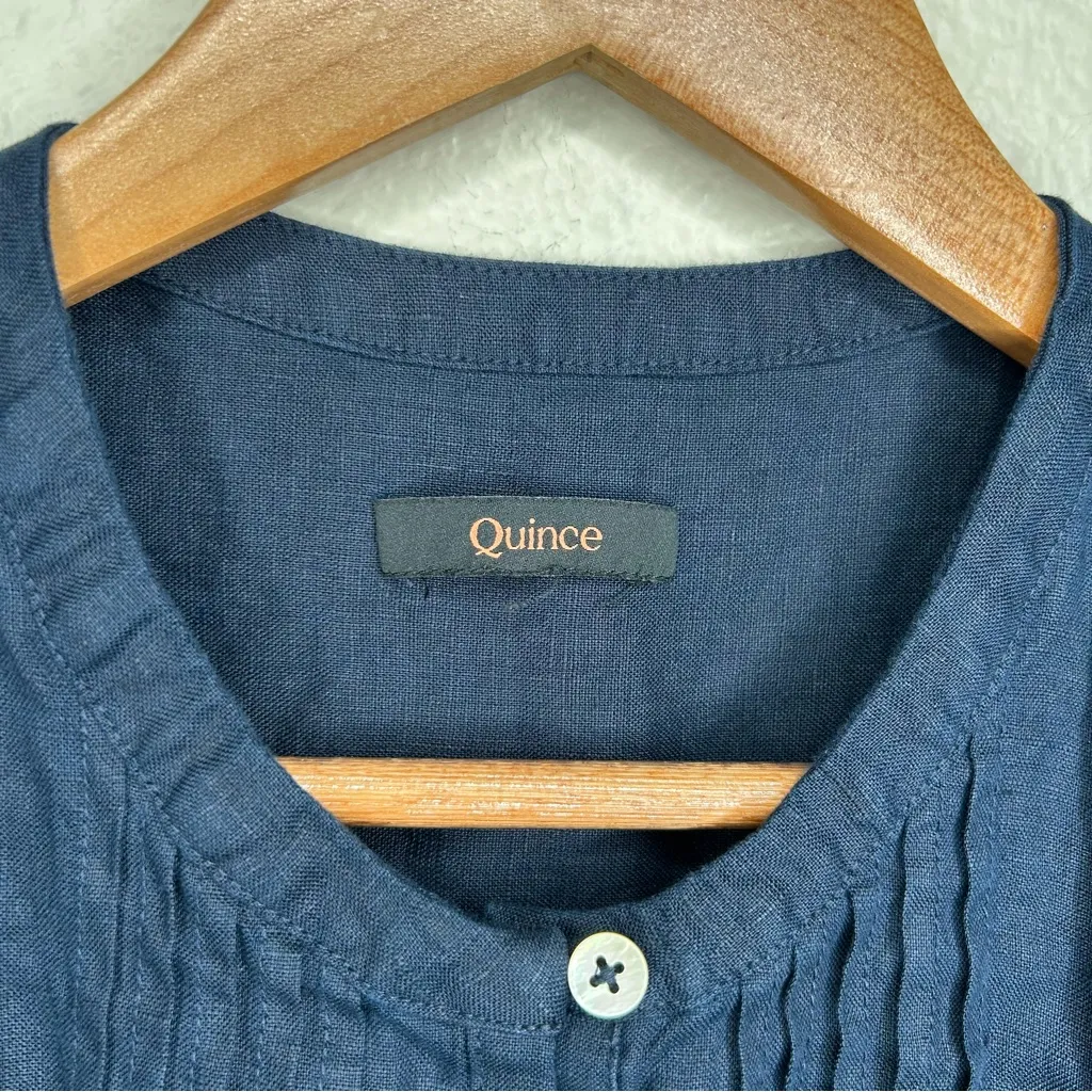 Quince 100% European Linen Sleeveless Swing Dress in Deep Navy medium - Image 12