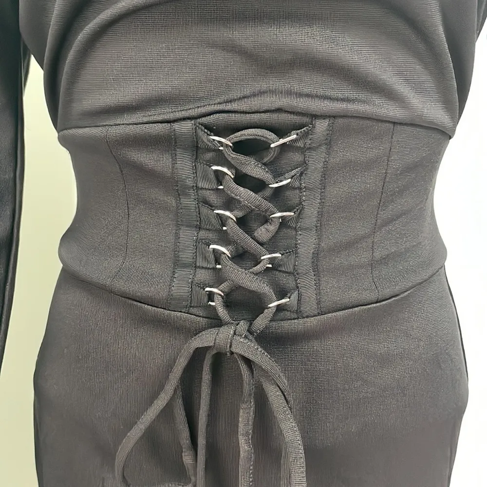 Bardot Womens Mila Black Long Sleeves Mini Corset Clubwear Dress Imperfections - Image 4