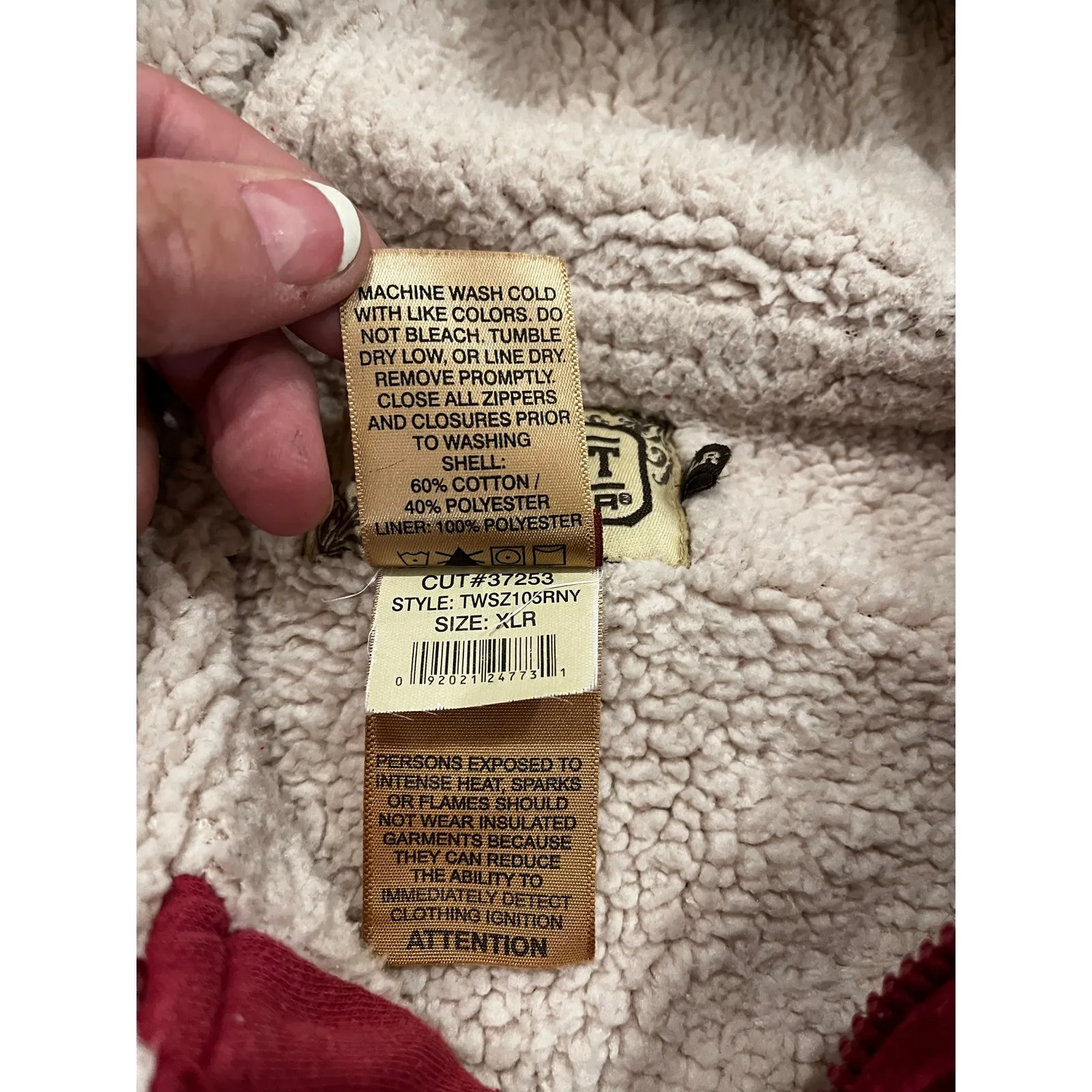 CE Schmidt Workwear Jacket Womens XL Sherpa Fleece Lined Coat Full Zip Fall Red - Image 9