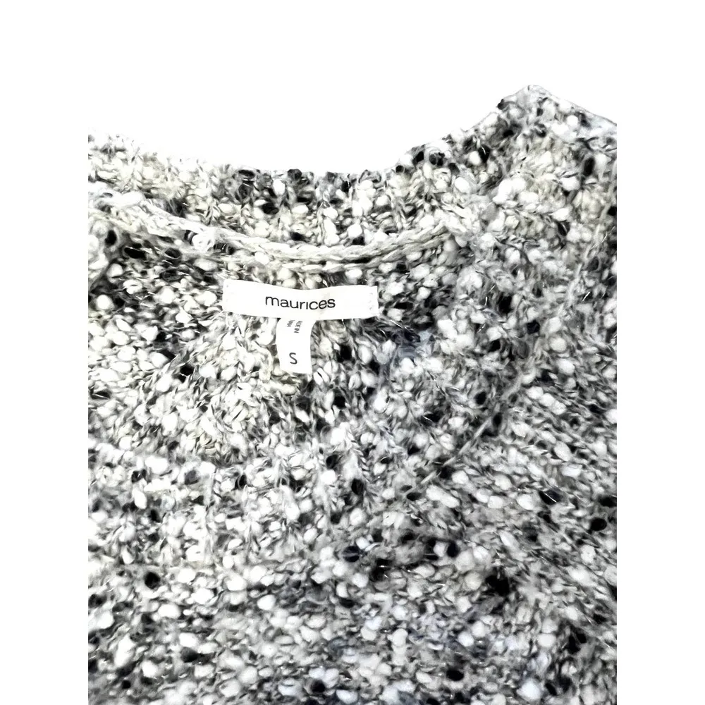 Maurices SWEATER DRESS Size S White Black Gray Knobby Knit & Gold Thread - Image 5