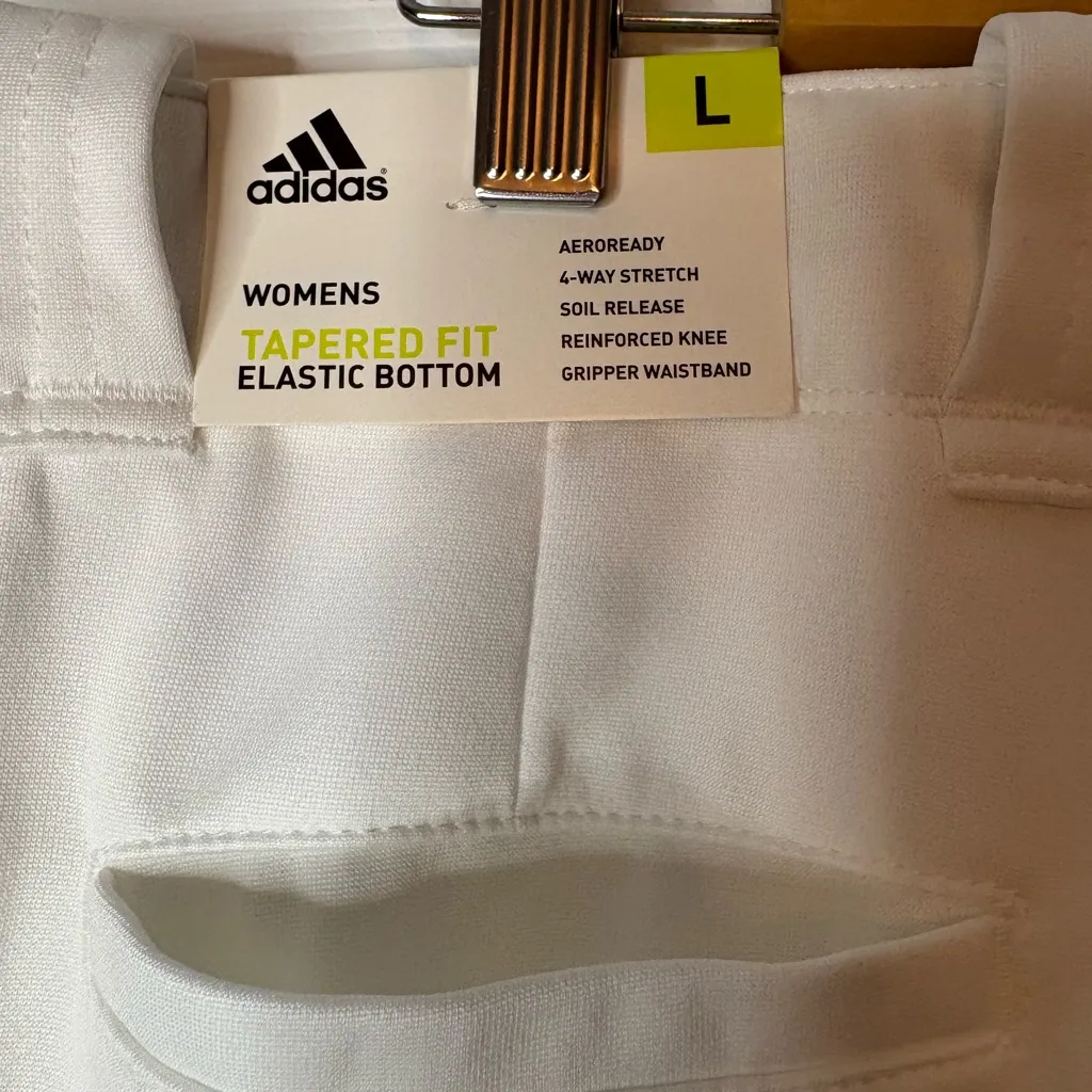 NWT Aeroready Tapered Bottom Adidas White Sports Pants, L - Image 2