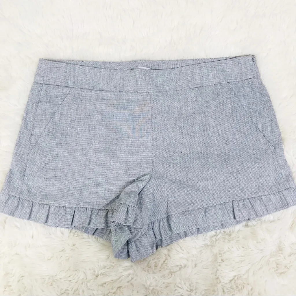 LOFT Gray Ruffle Hem Flat Front Shorts Dressy Trouser Short Size 6‎ Medium New - Image 2