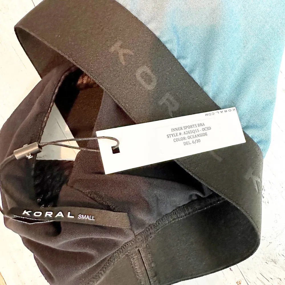 Koral Inner Oceanside Padded Sports Activewear Bra Size Small Blue Black - Image 3