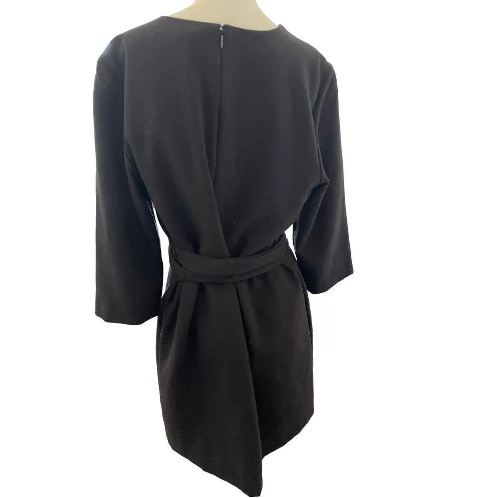 Vince Camuto 3/4 Sleeve Belted  Zippered Back Shift Dress Black Women's Sz 10 - Image 2