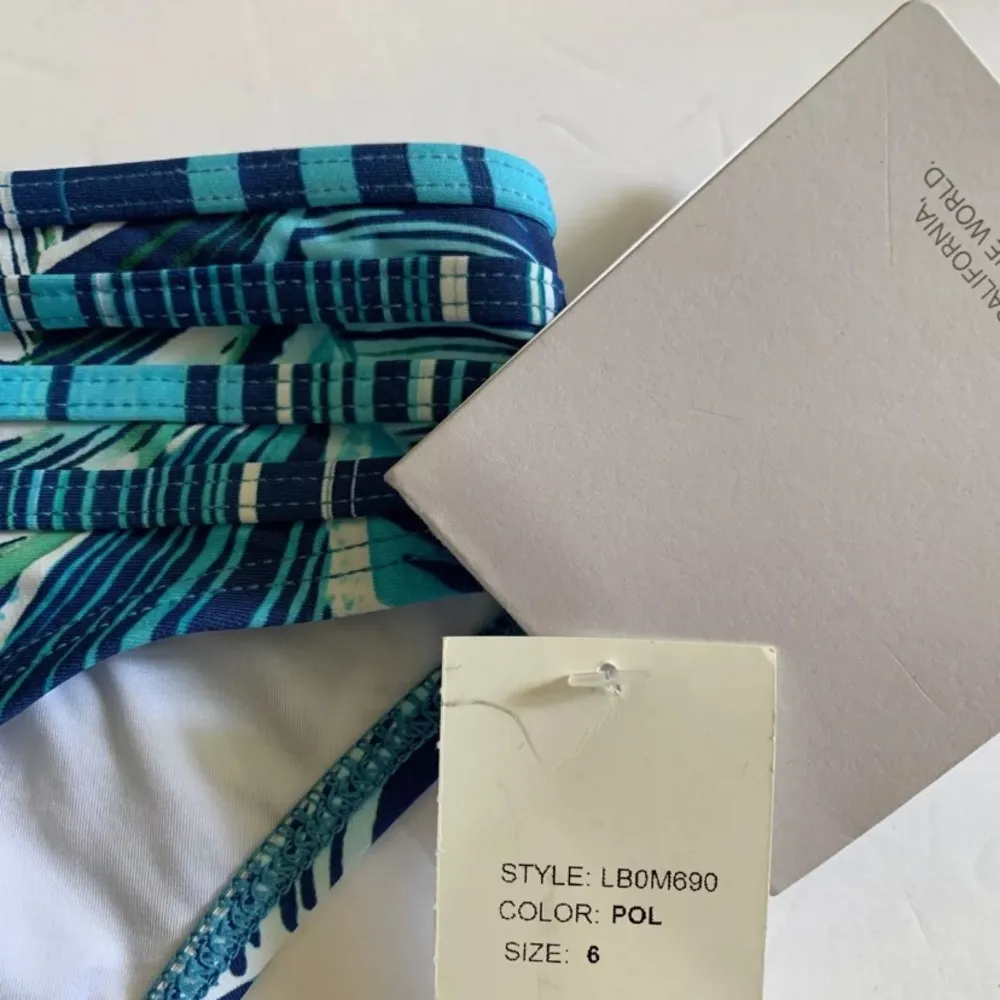 La Blanca Sketched Leaves Bikini Bottom 6 Small S New NWT Blue beautiful - Image 8