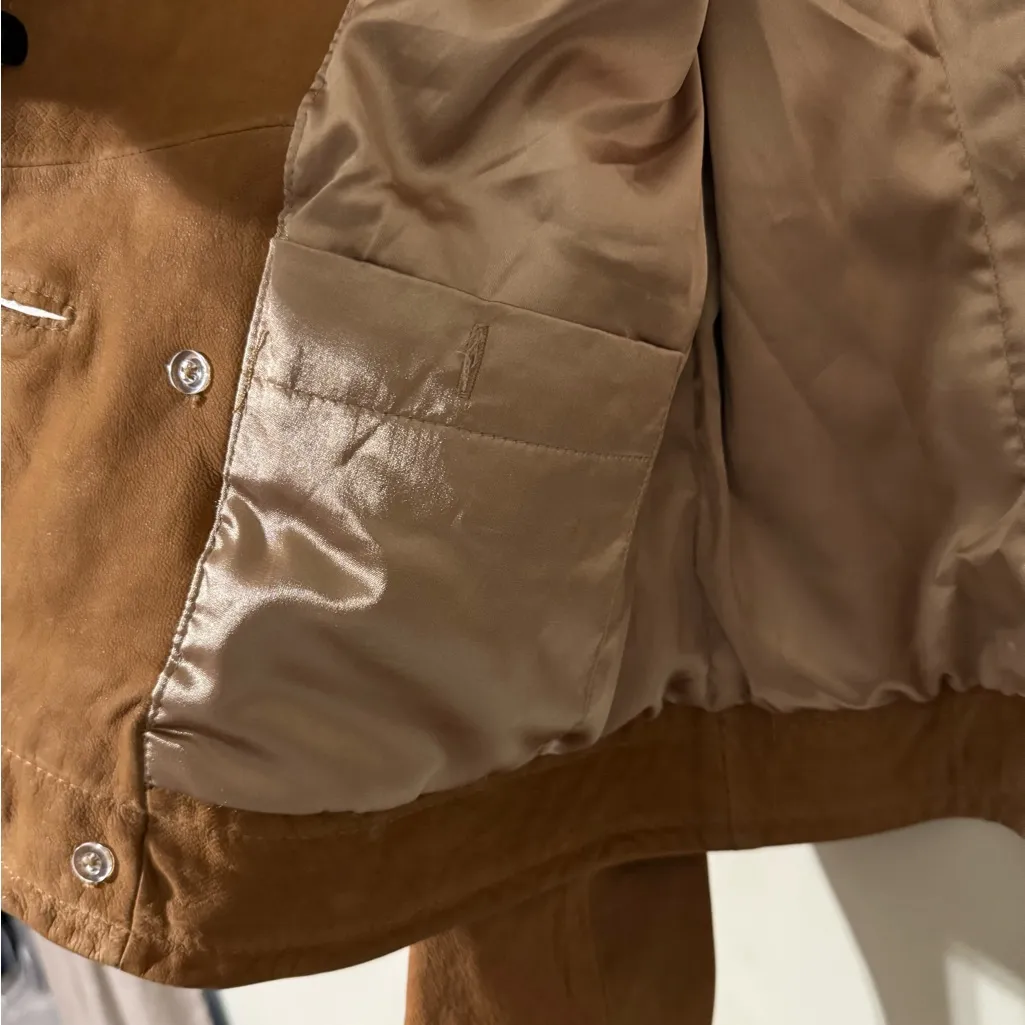 FOSSIL large 100% lamb leather button up jacket bohemian casual coat preloved - Image 3