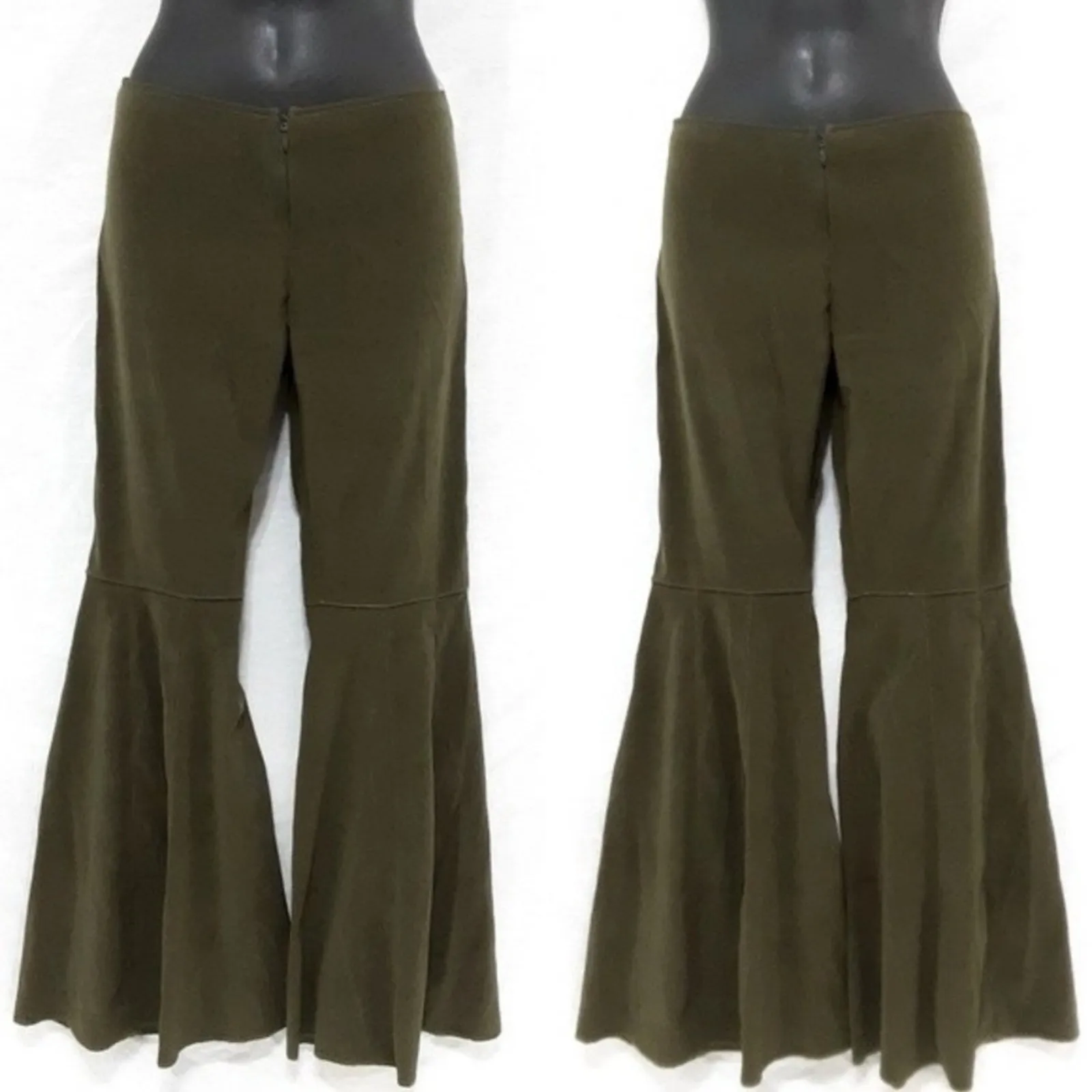 Handsewn Green 70's Vintage Fashion Bell Bottom Low Waist Flare Pants Sz S Size M - Image 8