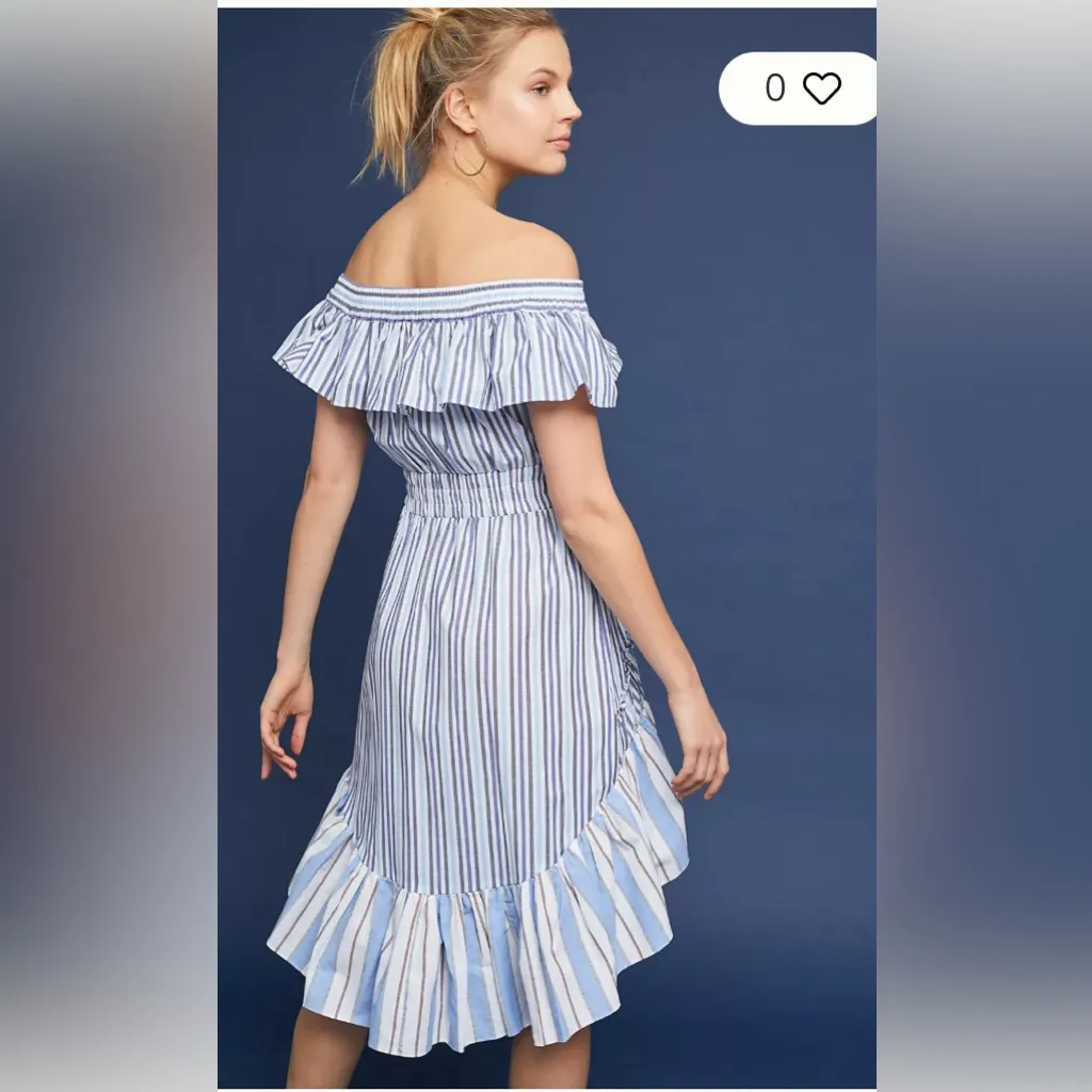 Misa Los Angeles Riley Striped Off Shoulder Ruffle Dress Anthropologie - Image 3