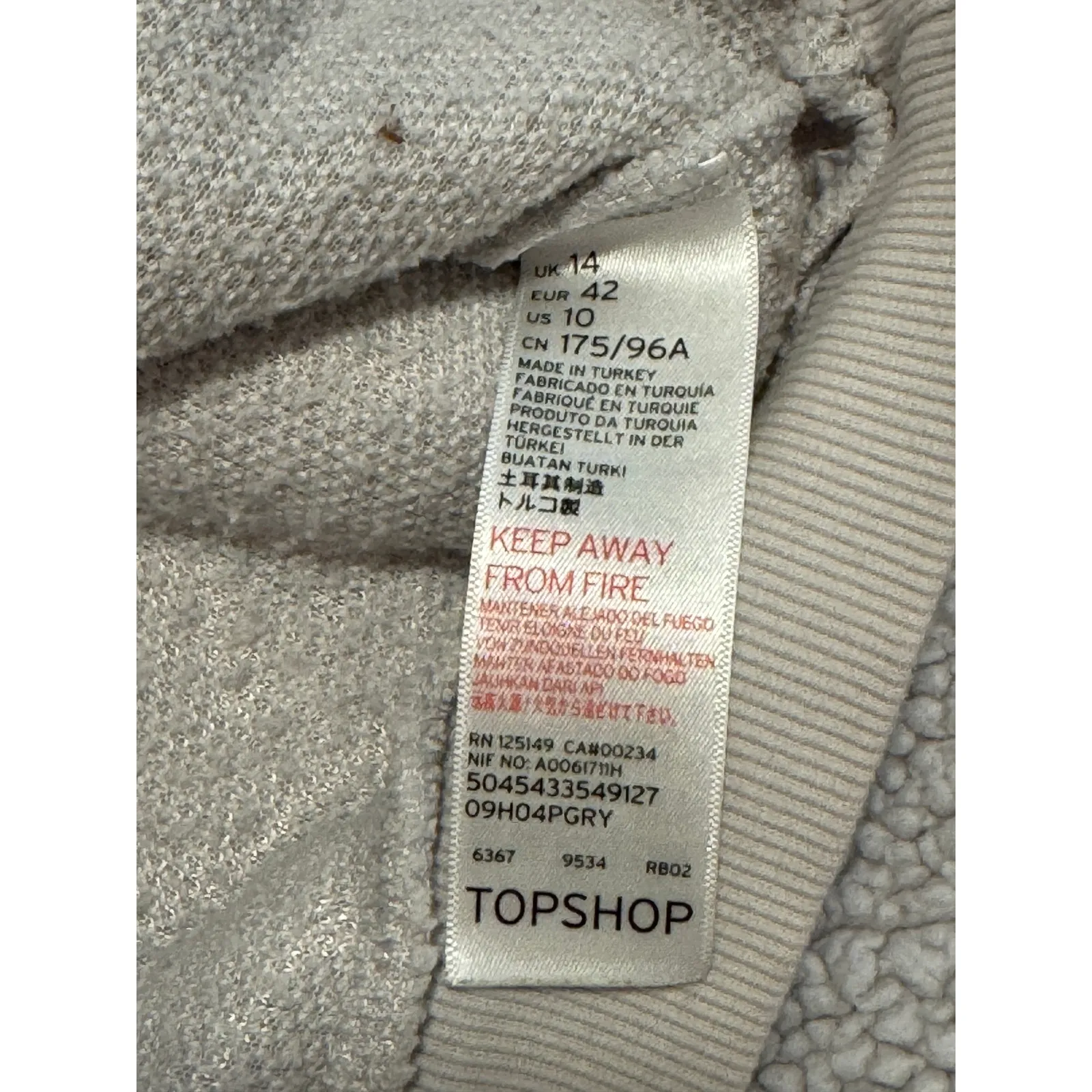 Topshop Borg Heart Quarter Zip Pullover Teddy Sherpa Size 10 - Image 5