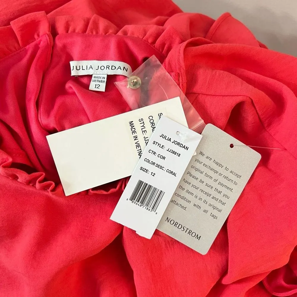 Julia Jordan NWT Nordstrom’s salmon pink ruffle hem midi dress size 12 - Image 8