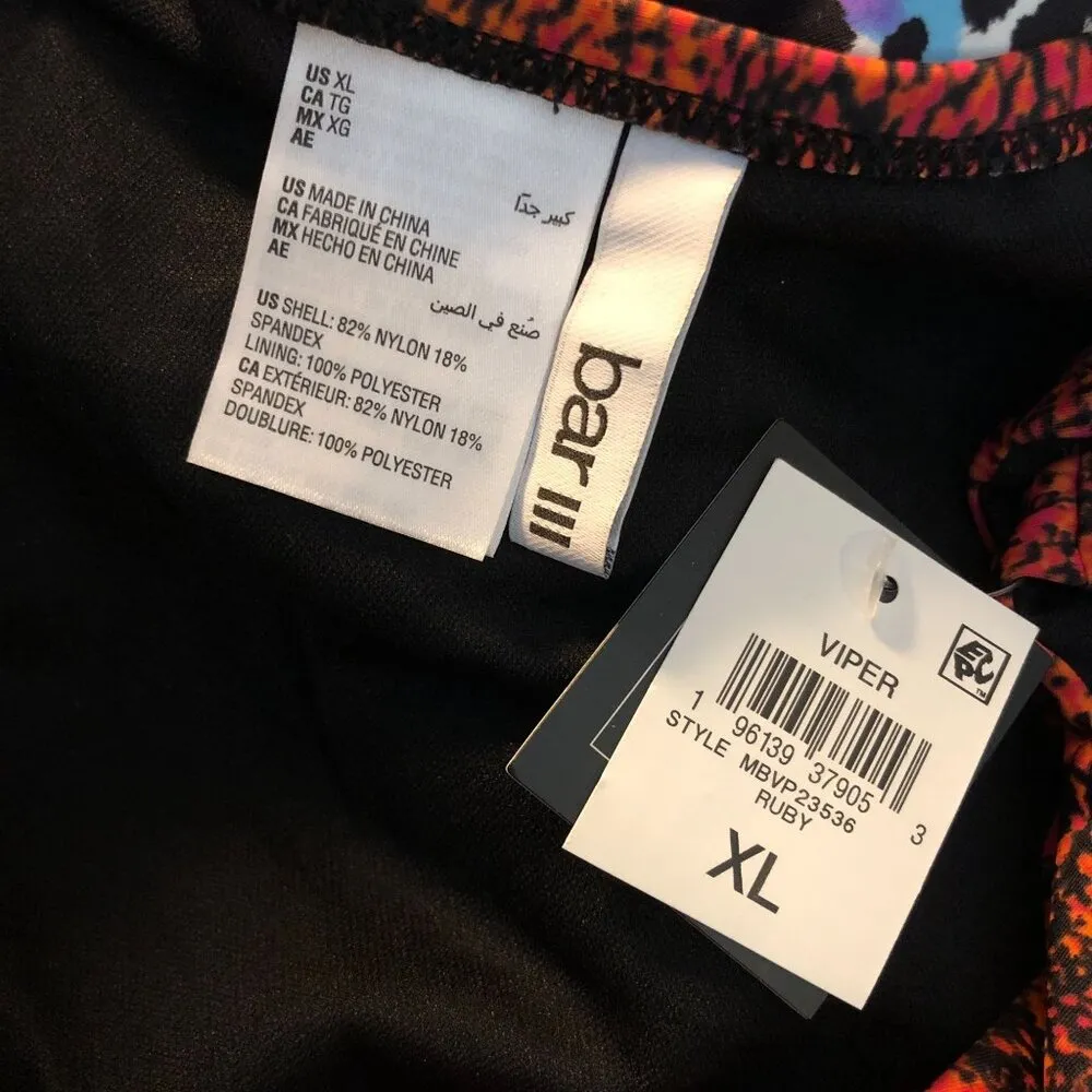 Bar III Viper Snakeskin-Print High Rise Cut-Out Swim Bottoms Red Black XL - Image 5