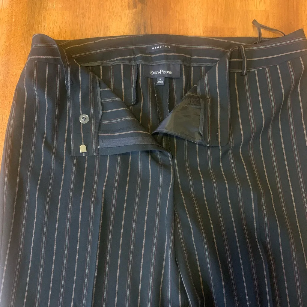 Evan Picone Slacks 14 Black Striped Dress Trousers Stretch Business Casual - Image 4