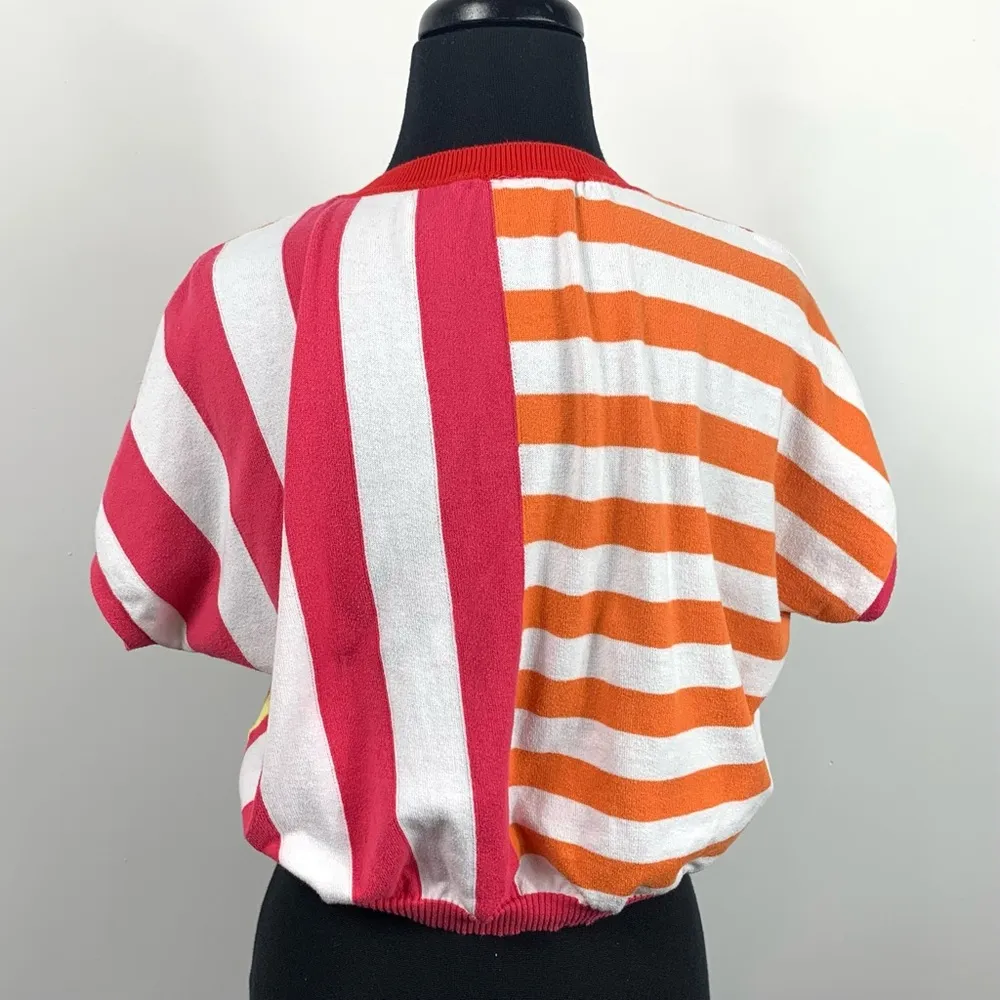 Stile Benetton Cropped Colorful Abstract Sweater Top - Image 5