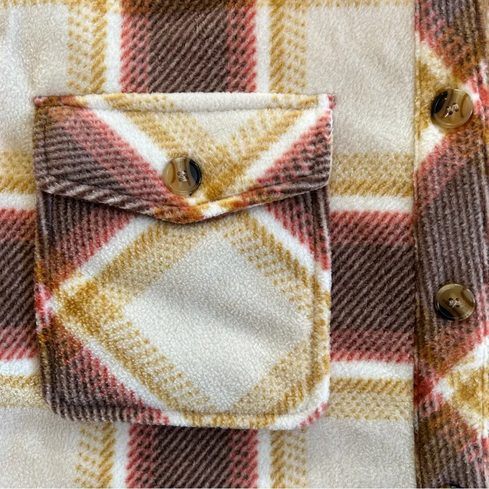 NEW Thread & Supply Thick Plaid Flannel Shirt Jacket Medium Gold - Image 6