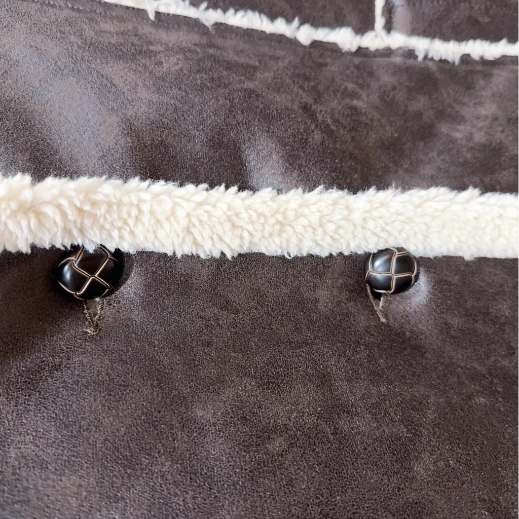 NIA Shoreditch Faux Leather Sherpa Coat Jacket	Brown One Size NWT Brown - Image 5