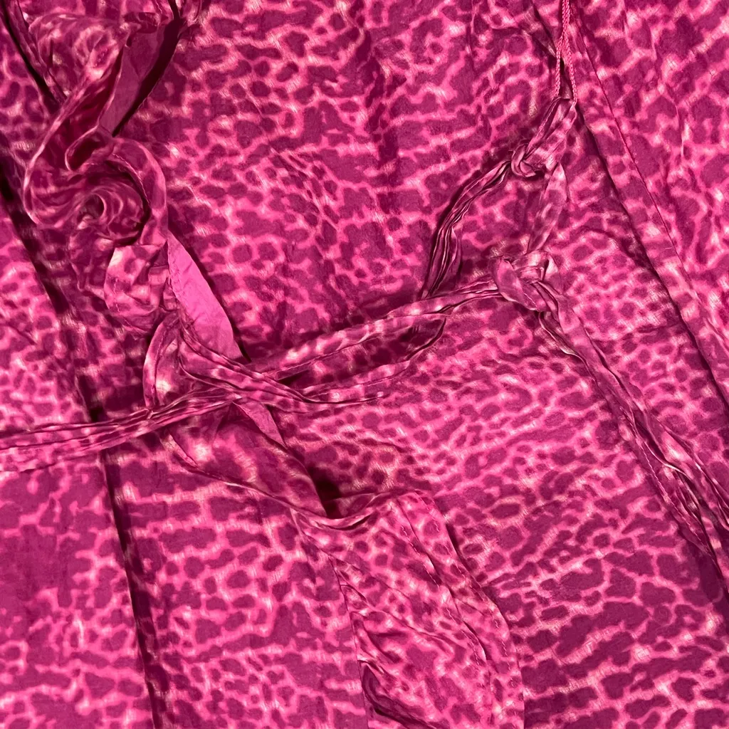 Ann Taylor LOFT Ruffle Wrap Dress Pink Purple Cheetah Animal Print Sz 6 - Image 2