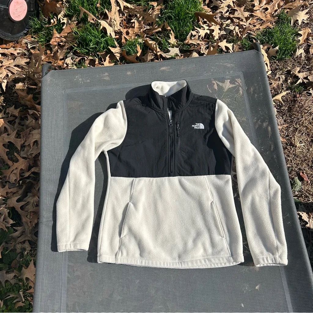 Womens The North Face quarter zip Ladies Fleece Jacket Black White size small - Image 2