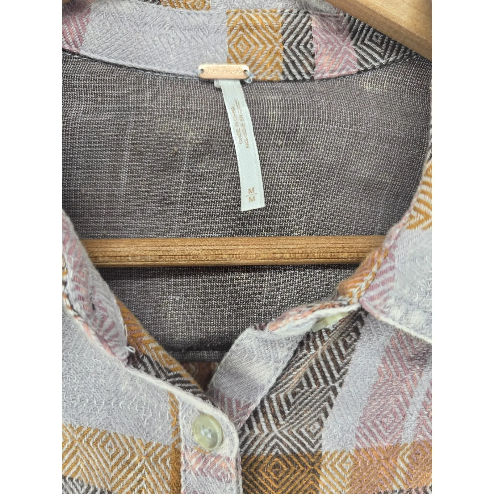 Free People Easy Street Shirt Plaid‎ Button Up Medium - Image 3