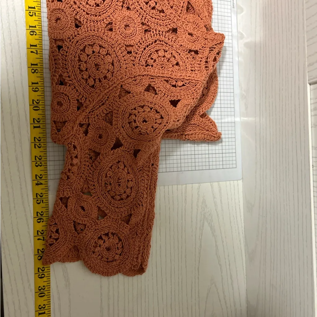 Ultra Pink Shirt Women Size XL Tan Rose Crochet Lace Embroidered Boho Cottage - Image 6