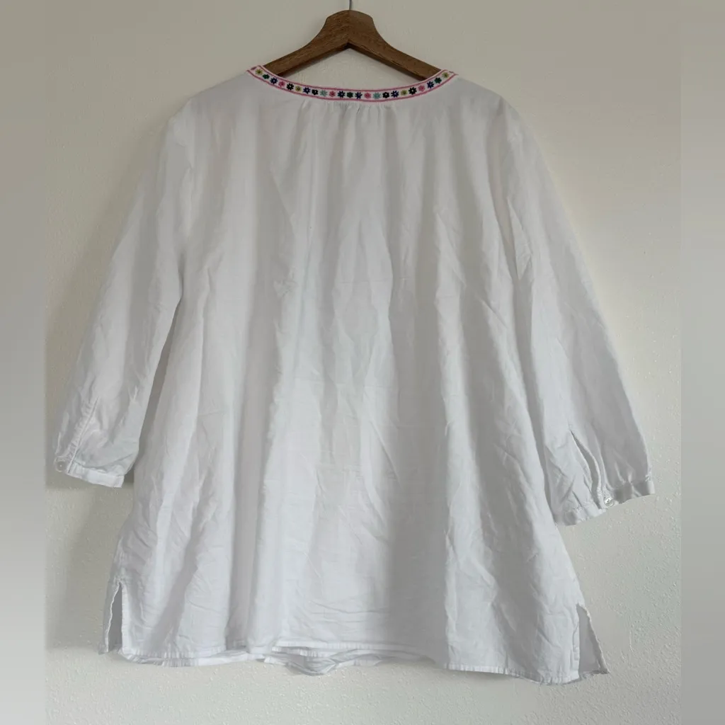 Talbots EMBELLISHED VOILE TUNIC White Colorful Embroidery plus women size 3X - Image 6