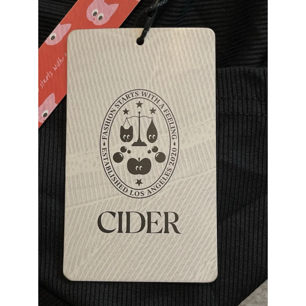 Cider Body Con Dress Womens Size L Black Ribbed Long Sleeve Midi Round Neck NWT - Image 10