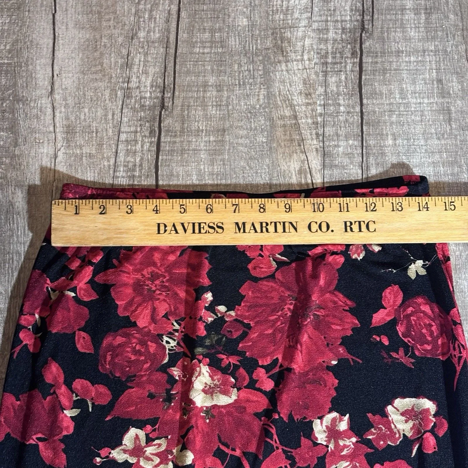 Jaclyn Smith Classic Vintage Y2K Floral Red/Black Maxi Skirt Size S Whimsigoth - Image 10