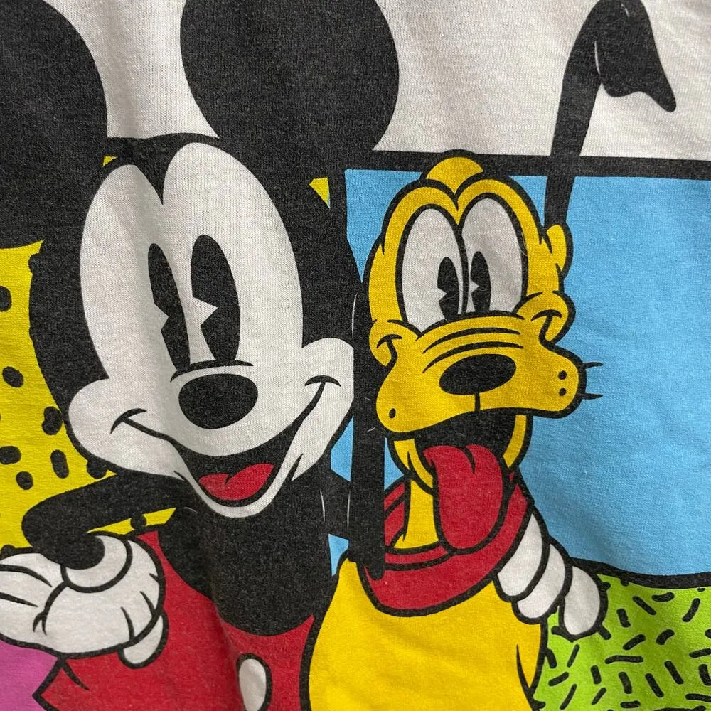 Mickey & Co Retro Style Ringer Tee Size XS Colorful Graphic Disney White - Image 3