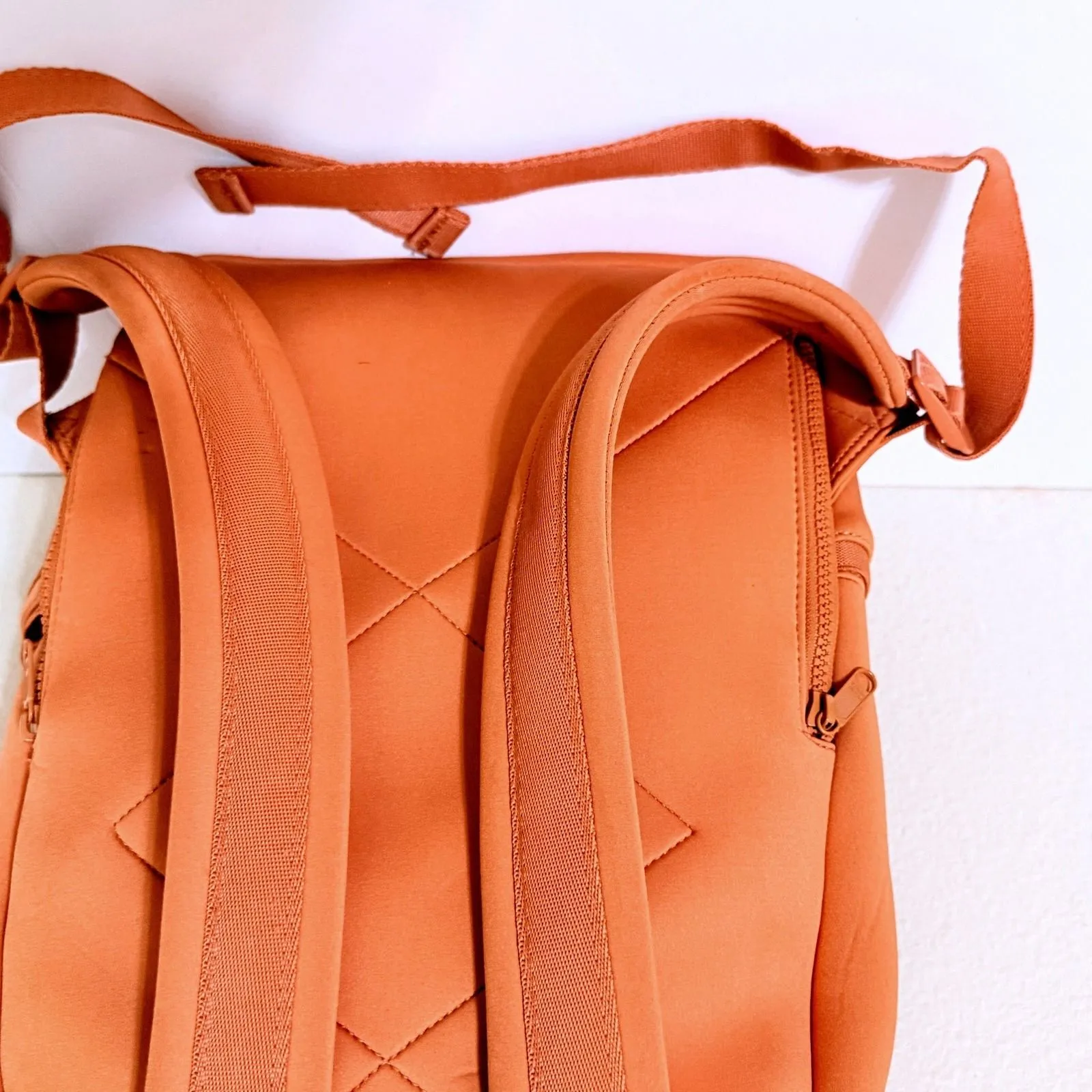 Dagne Dover Dakota Medium Backpack in Goji Orange Coral Neoprene Travel Pouch - Image 11