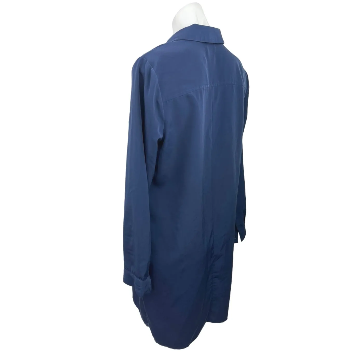 Old Navy Blue Knee Length Button Front Pocket Long Sleeve Shirt Dress Size M - Image 2