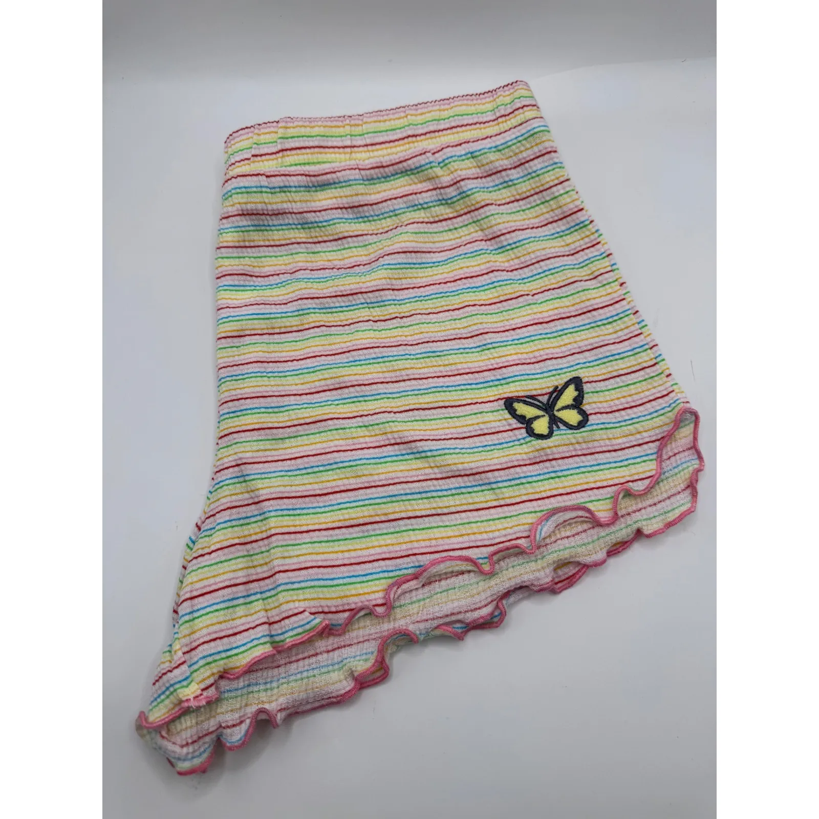 Emerson Road Pajama Set Women Large Yellow Pink‎ Striped Butterfly Sleepwear NWT - Image 9