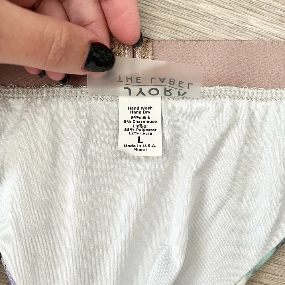 JYORK The Label Jonny Velvet Solana Multicolor Print Bikini Swim Bottom Large - Image 8