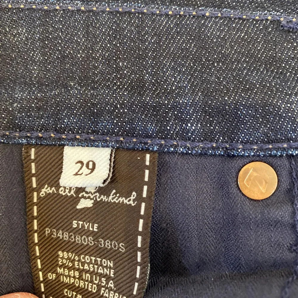 7FAMK Crop Dojo Capri Denim Jeans Cotton Dark Blue EUC Sz 29 - Image 7