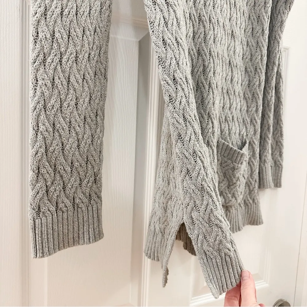Jeanne Pierre Cable Knit Fisherman Tunic Sweater Gray - Image 5