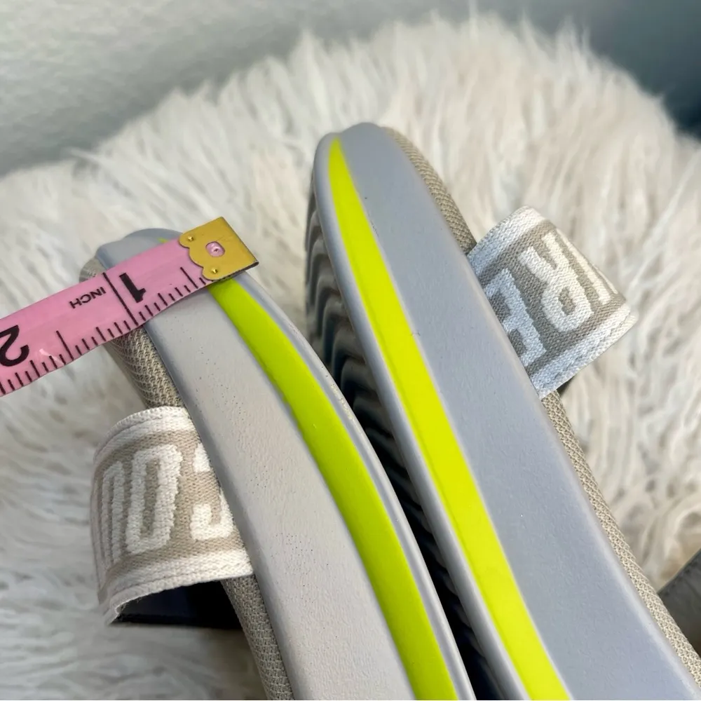 Juicy Couture Stretch Back Printed Logo Sandals neon stripe - Image 8