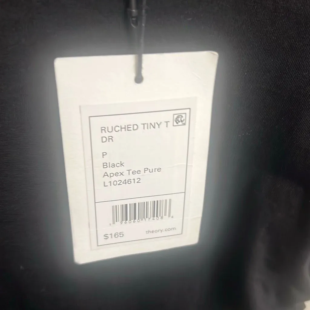 ✨Theory Black Ruched Tiny Apex Crew Neck Short Sleeve Mini Sz 0P Dress✨ - Image 10
