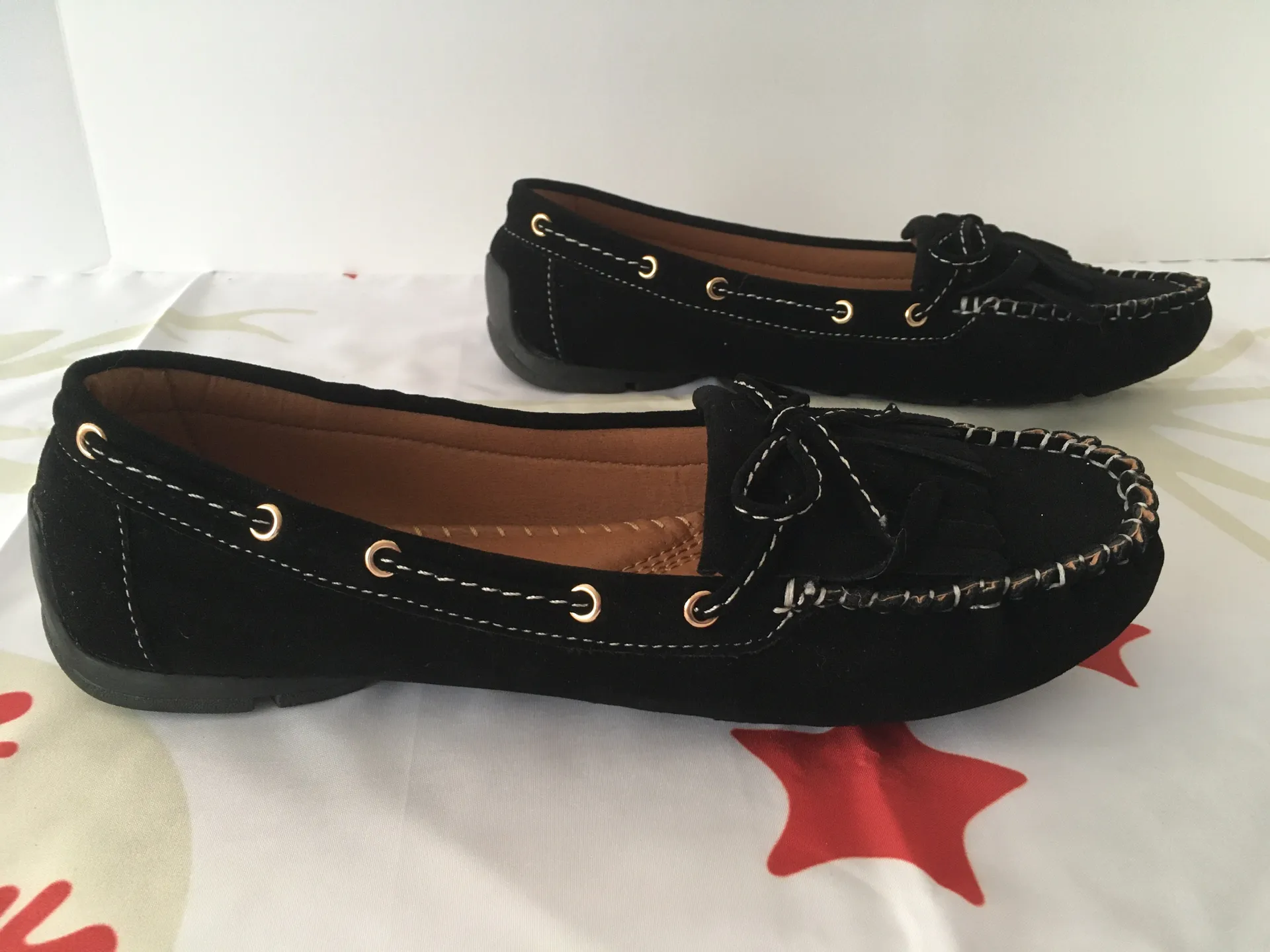 Black Fringe Moccasins, Size 7 - Image 6