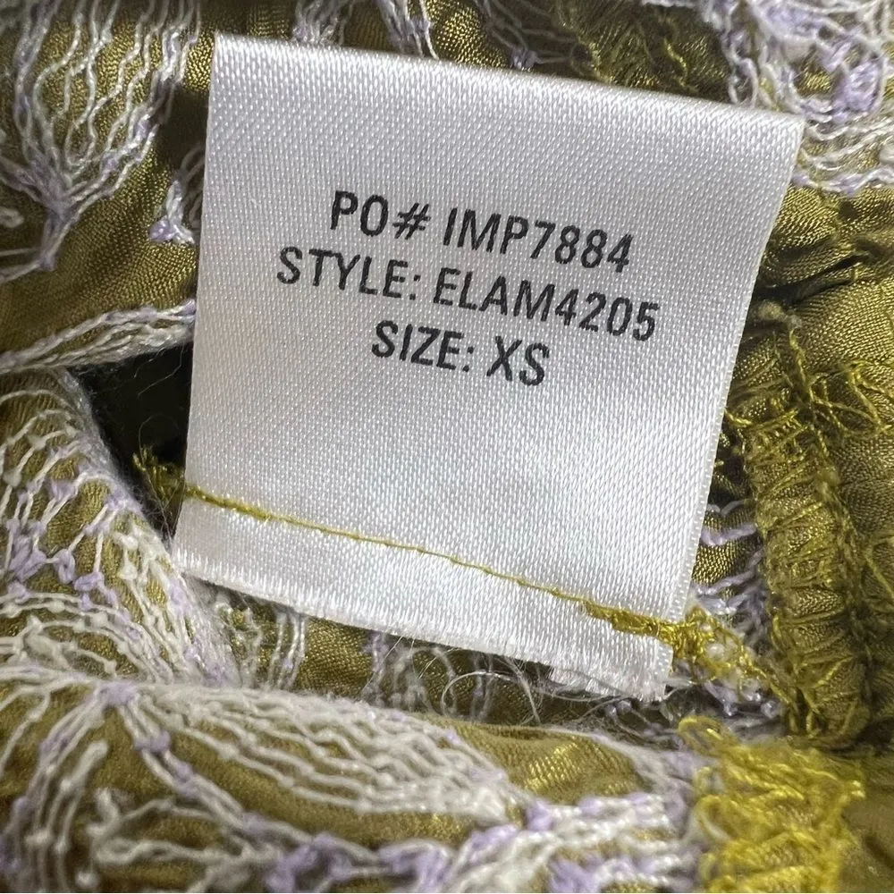 David Meister Chartreuse Embroidered Tunic Top Silk Shift Mini Dress - Image 10